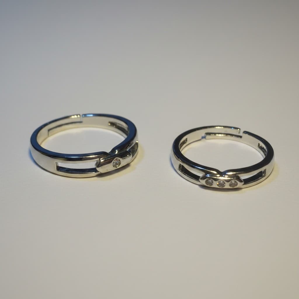 Minimalist Silver Couple’s Ring Set