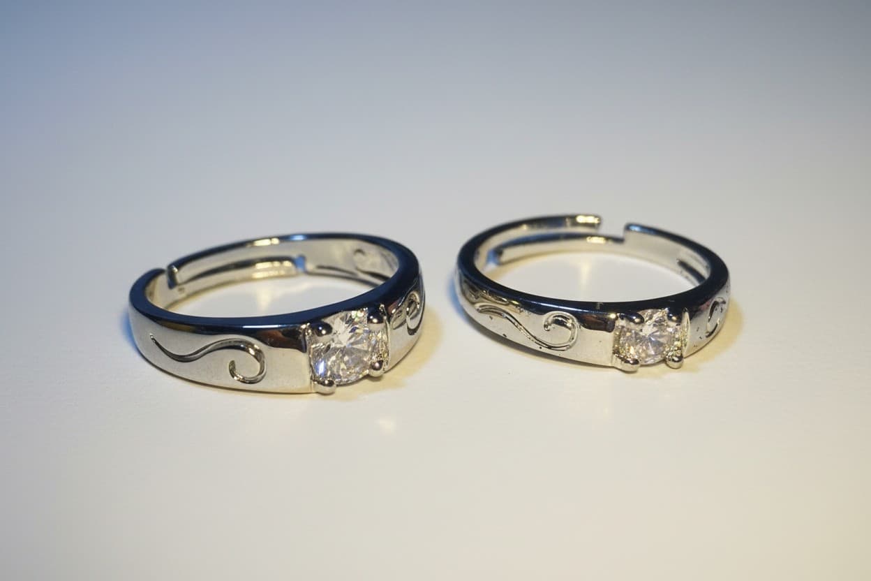 Ornate Scrollwork Couple’s Ring Set